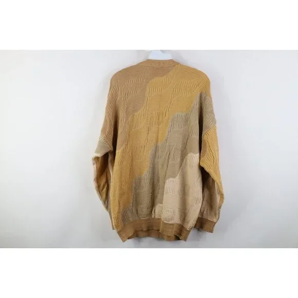 Vtg 90s Coogi Style Mens Large Ed Bassmaster Knit Crewneck Sweater Earth Tone